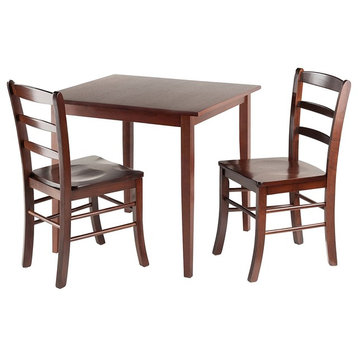 Wooden Square Dining Table With Chairs Chairs, 3-Piece set, Antique Walnut