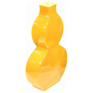 Vase Flat Gourd Colors May Vary Yellow Variable Handmade Ha