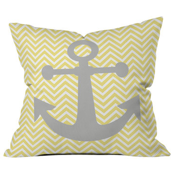 Lara Kulpa Yellow Anchor Outdoor Throw Pillow