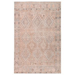 Jaipur Living - Machine Washable Jaipur Living Marquesa Trellis Light Pink/Blue Area Rug, 6'x9' - The Kindred collection melds the timelessness of vintage designs with modern, livable style. The Marquesa area rug boasts an elegantly distressed Turkish diamond pattern in contemporary tones of light pink, blue, gold, and brown. This low-pile rug is made of soft polyester and features a one-of-a-kind antique rug digitally printed design.