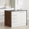 Contemporary Kitchen Island, 4 Drawers & Large Cabinet, Natural Walnut/White