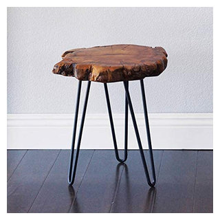 24 Square Rustic Reclaimed Wood Planks End Side Accent Table