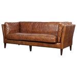Crafters and Weavers - Top Grain Vintage Leather Kenmore Sofa, Light Brown - The Kenmore Living Room Collection by Crafters and Weavers is a sleek mid-century modern design with angled sides and a single cushion seat to provide comfort and style.