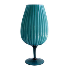 TEAL RIBBED BRANDY BALLOON - Vases