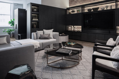Trendy living room photo in New York