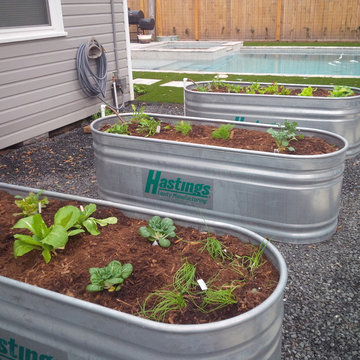 Repurposed industrial materials in the garden!