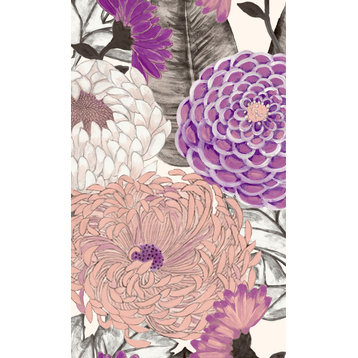 Bold Floral Blossoms Wallpaper, Purple, Sample