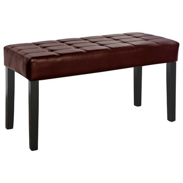 California 24 Panel Bench, Brown Leatherette