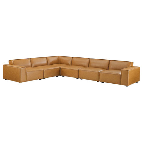 Restore 6-Piece Vegan Leather Sectional Sofa, Tan