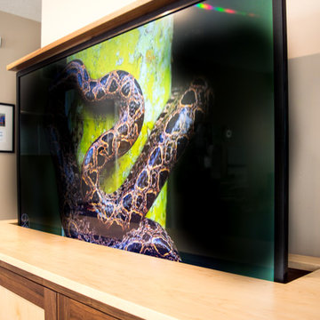 TV Lift Cabinet in solid Maple Infused with Solid Walnut (The Naramada)
