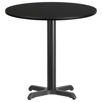 30" Round Black Laminate Table Top With 22"x22" Table Height Base