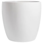 Root and Stock - Napa Round Cylinder Planter, White, 13.5"x13.75" - Showcase your greenery with The Napa Cylinder Planter. Made of light-weight industrial strength fiberglass material, these planters are easy to move around, whether outside or indoors. The modern round tapered shape will add style and fresh air to any space.