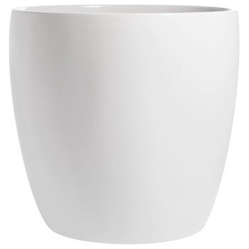 Napa Round Cylinder Planter, White, 13.5"x13.75"