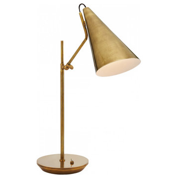 Clemente Table Lamp, 1-Light Hand-Rubbed  Brass,  Brass Shade, 20.75"H