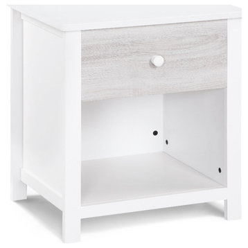 Olive & Opie Connelly Wood Nightstand in White and Rockport Gray