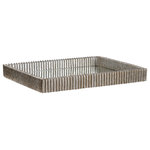 Uttermost - Talmage Tray - Contemporary tray showcases an organic ribbed texture finished in silver leaf with a mirrored base.