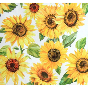 Sunflower Fabric Summer Floral curtain material, Standard Cut