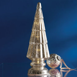 Mercury Glass Led Silver Tree - Holiday Decorations