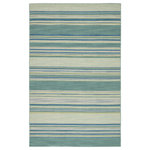Jaipur - Jaipur Living Kiawah Handmade Stripe Blue/Turquoise Area Rug, 2'x3' - Classic with a ticking stripe, this coastal blue and turquoise flatweave area rug lends traditional charm to any space. This casual wool layer offers reversible use for easy care and timeless durability.