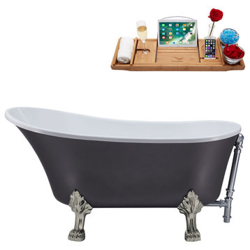 55" Streamline N355BNK-CH Clawfoot Tub and Tray With External Drain