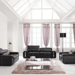 Modern Black Italian Leather Living Room Sofa Set - $4192.50 - Living Room Furniture Sets