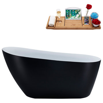 59" Streamline N294WH Freestanding Tub and Tray with Internal Drain