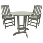 Highwood USA - Lehigh 3-Piece Round Counter-Height Dining Set, Coastal Teak - 100% Made in the USA - backed by US warranty and support