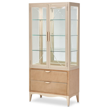 Malibu Crest Wood & Glass Display Cabinet - Chardonnay