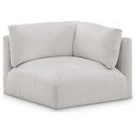 Meridian Furniture - Ease Upholstered Corner, Cream - Ease into comfort when you bring home this Ease corner fabric modular chair. Designed with an uber casual vibe in mind, this plump chair sits low to the floor, making it a simplistically perfect addition to a living room, den, game room, teen's room, or dorm room. An ideal gaming chair for the gamer in your life, this fun chair is part of a modular collection, so you can add it with other items in the Ease collection for a custom arrangement.