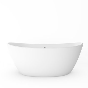 Manhattan Solid Surface Freestanding Tub, White, 59"