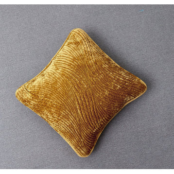 Velvet Dreams Melted Gold Plush Ripple Waves Bedspread, 26x26