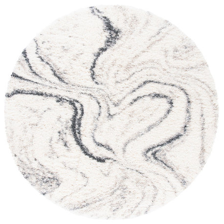 Safavieh Fontana Shag 800 Collection FNT848 Rug, Ivory/Grey, 3' Round