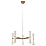 Kalco - Milo 5 Arm Chandelier, White and Vintage Brass - Trendy Mid-Century inspired design with dual LED lamping for maximum efficiency. The MILO Collection features a variety of configurations to fit every space from sconce and entry to dining. Introduced in June of 2016 in a sleek Matte Black with Vintage Brass accents Kalco has added a Warm White finish also featuring vintage brass accents.