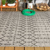 Ourika Moroccan Geometric Indoor/Outdoor Rug, Light Gray/Black, 8x10