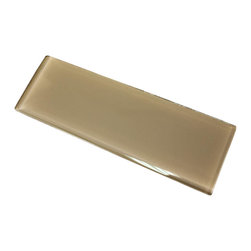 4x12 Glossy Light Brown Subway Glass Mosaic Tiles - Home Accessories & Decor