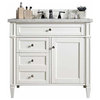 Brittany 36" Cottage White Single Vanity with 3 CM Arctic Fall Solid Surface Top