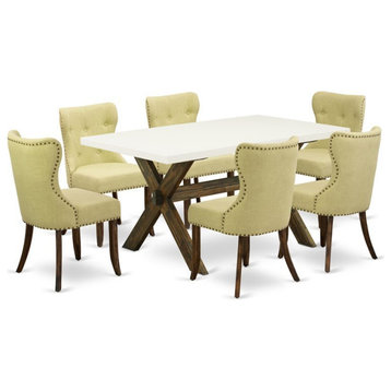 East West Furniture X-Style 7-piece Wood Dining Room Set in Jacobean Brown