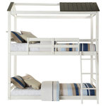 Acme Furniture - ACME Nadine Cottage Twin over Twin Bunk Bed, Weathered White and Washed Gray - Give your children a space of their own with the Nadine Cottage Bunkbed. This unique wood twin over twin bunk bed features full guardrails, a reversible rail ladder and a decorative cottage themed roof over the top bunk. With a timeless weathered white and washed gray finish, this artistically imagined bed is expertly designed to withstand the test of time and provide your little ones with enduring comfort and adventure.