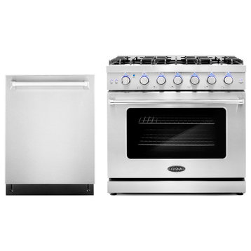 2-Piece Kitchen, 36" Gas Range and 24" Fully Integrated Dishwasher