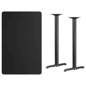 Rectangular Black Table Top, Bar Height