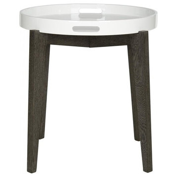 Safavieh Ben Mid-Century Lacquer Tray Top Side Table, White/Brown