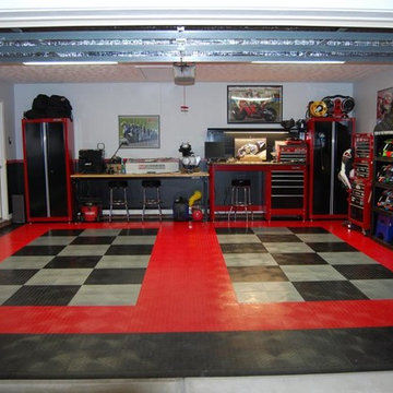 RaceDeck Garage Flooring - Black Red and Alloy Diamond Tread