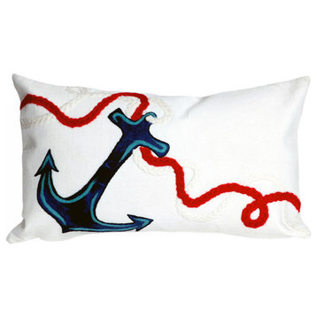 Visions I Anchor Indoor/Outdoor Pillow, White, 12"x20"