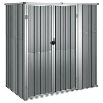 vidaXL Tool Shed Outdoor Storage Shed Tool Organizer Gray Galvanized Steel