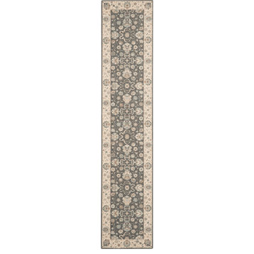 Nourison Living Treasures Traditional Area Rug, Gray/Ivory, 2'6"x12'