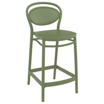 Compamia Marcel Contemporary Resin Indoor Outdoor Counter Stool Olive Green