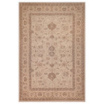 Bareens Designer Rugs - Classic Ziegler Vicky Ivory Tan Hand-Knotted Wool Rug - 10'2'' x 13'11'' - Enhance the ambiance of your home with this magnificent Persian-influenced Turkish hand-knotted rug made by skilled artisans capable of creating the most exceptional vegetable dyes and hand-spun wool. This exquisite handmade rug is a one-of-a-kind Peshawar Kafkaz, otherwise identified as Chobi, Chobi Peshawar, Oushak, or Ziegler rug. These handmade rugs are crafted in Pakistan utilizing superior-quality wool imported from Australia, New Zealand, and Korea in two types of weaves: the Persian weave and the Mori weave. This rug is meticulously crafted by hand using the finest natural vegetable dyes extracted from local plants. The artisans use a blend of hand-spun local and fine merino wool, resulting in a rug with a compelling texture, higher lanolin content, and longer staple. The artisans occasionally incorporate natural or artificial silk into the pile to enhance specific motifs. The finished product is an awe-inspiring execution of flawless design and an understated palette that exudes elegance.