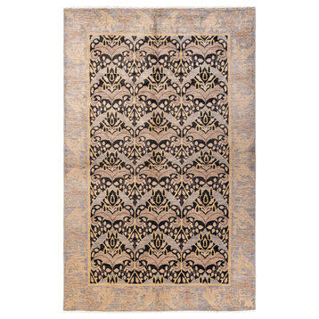 Arts and Crafts, One-of-a-Kind Hand-Knotted Area Rug Black, 5' 10" x 9' 3"