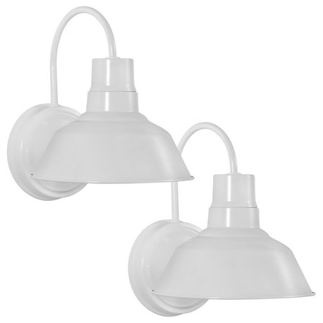 LED Wall Sconce Gooseneck Barn Light Fixture, Farmhouse Style, Wall Mount Light, White, 2-Pack