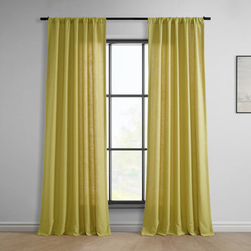 Ochre Classic Faux Linen Curtain Single Panel, 50W x 96L